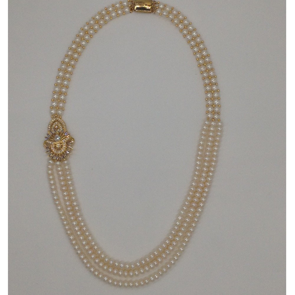 Freshwater White Flat Pearls 4 Layers Broach