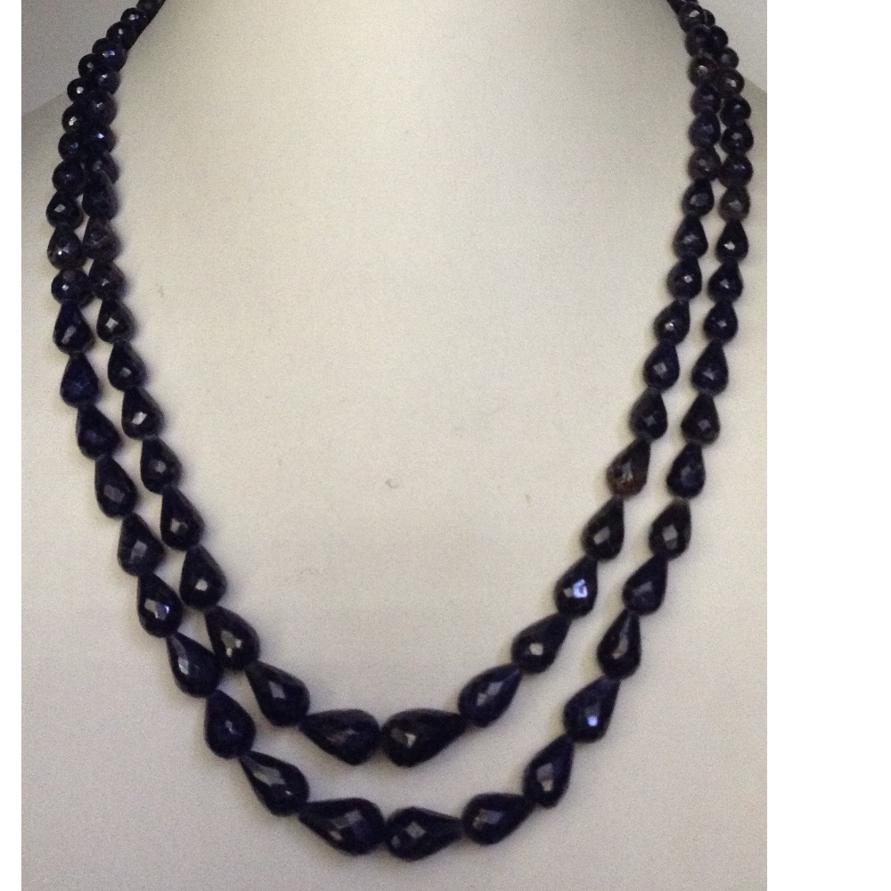 Natural blue sapphires faceted drops 2 layers necklace JSB0108