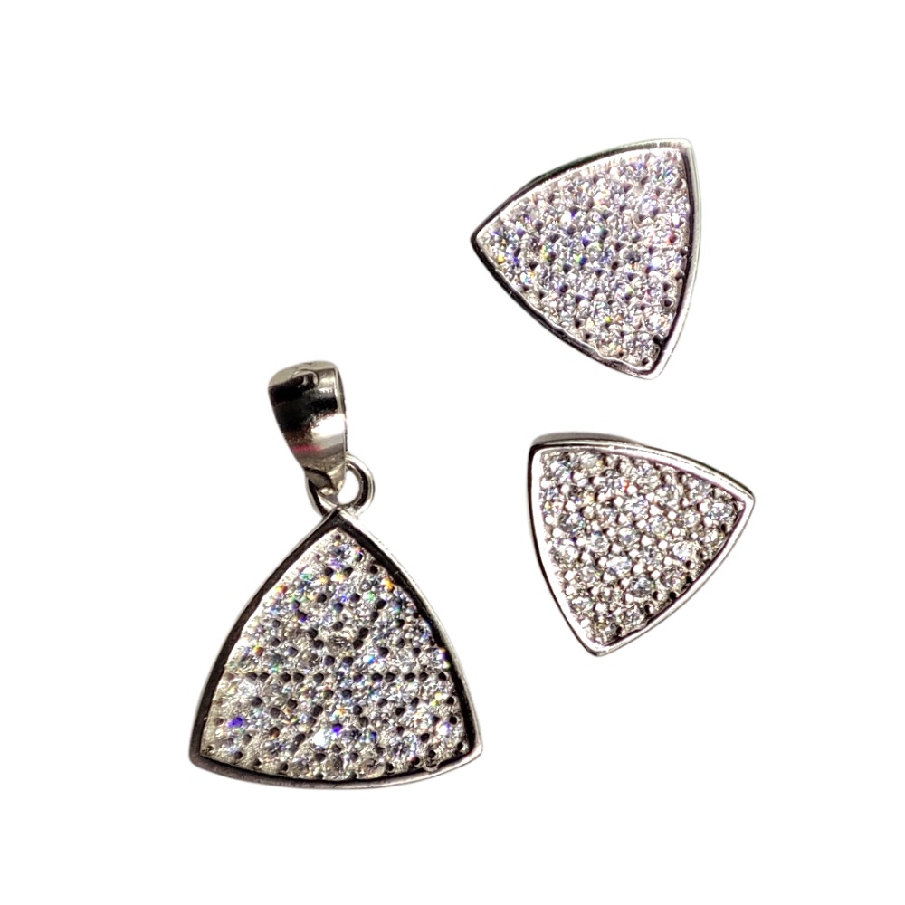 925 silver tringle pendant with earrings