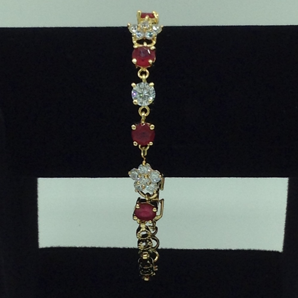 White And Red CZ Golden Alloy Chain Bracelet JBG0205