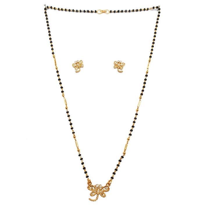 One gram gold forming butterfly shape mangalsutra mga - mse0079