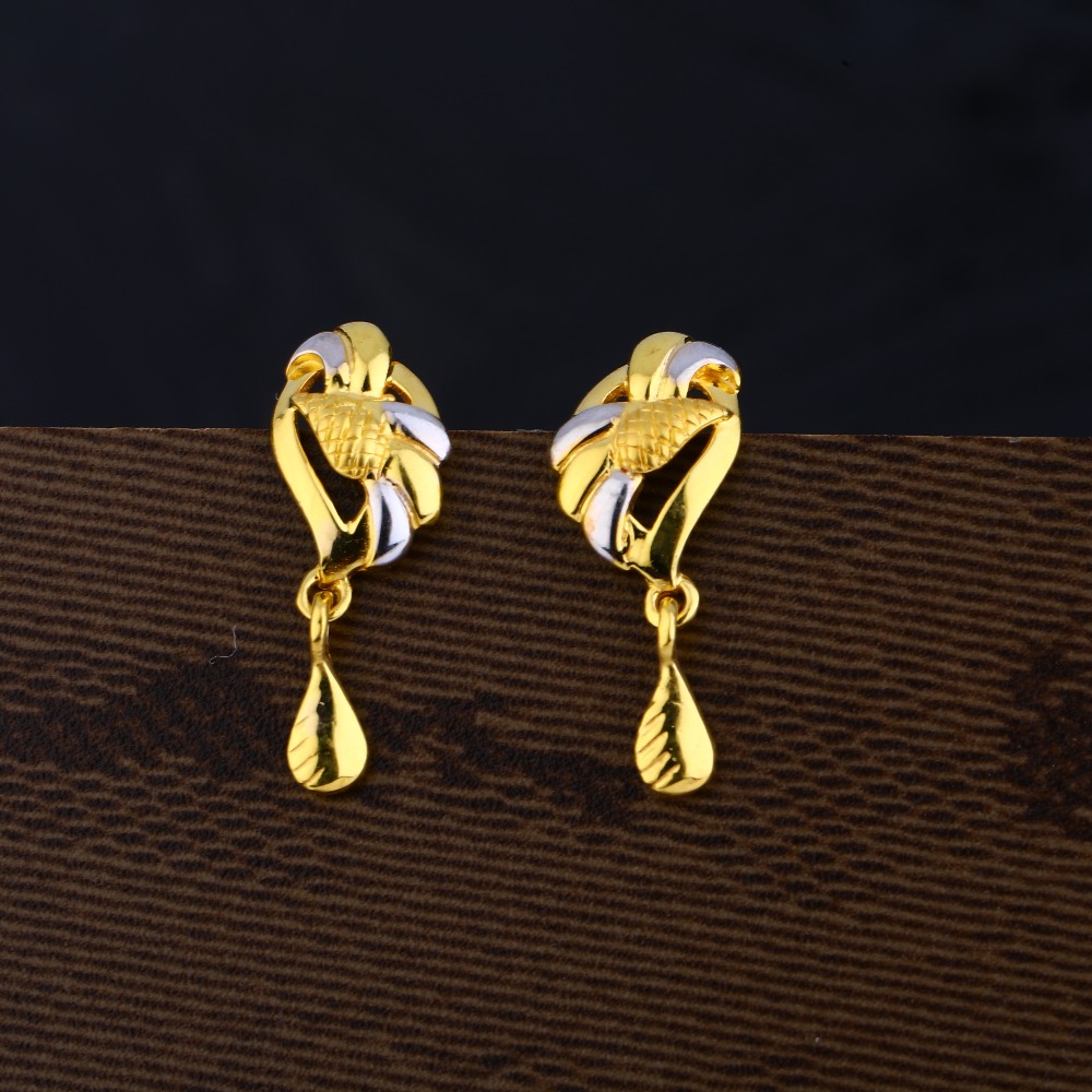 Ladies 22K Gold Rodium Plain Earring -LPE138