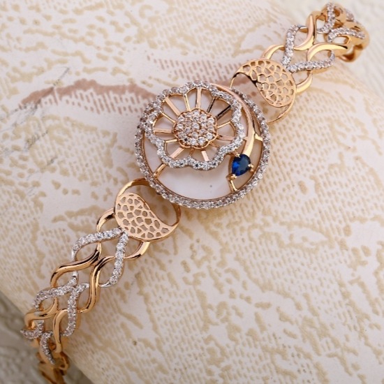 18 carat rose gold antique ladies kada bracelet RH-LB608