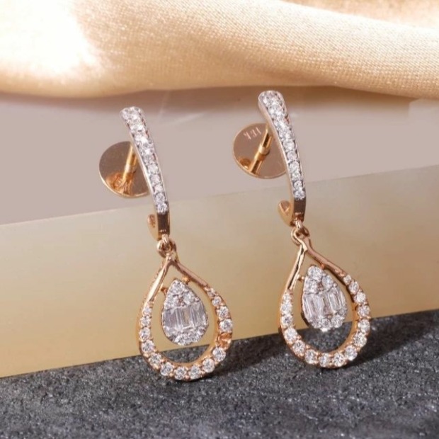 20 carat rose gold Modern pear ladies earrings rh-le933