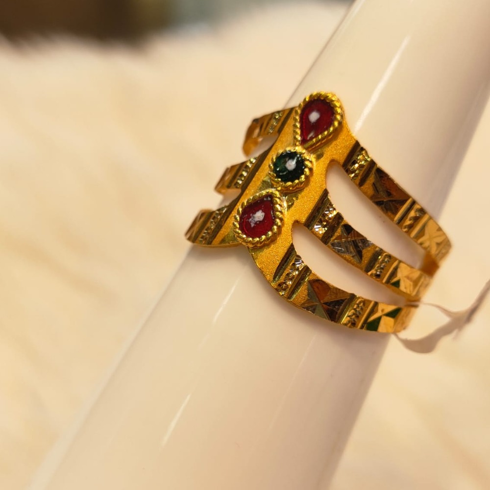 22KT Gold Hallmark Colorful Stone Ring