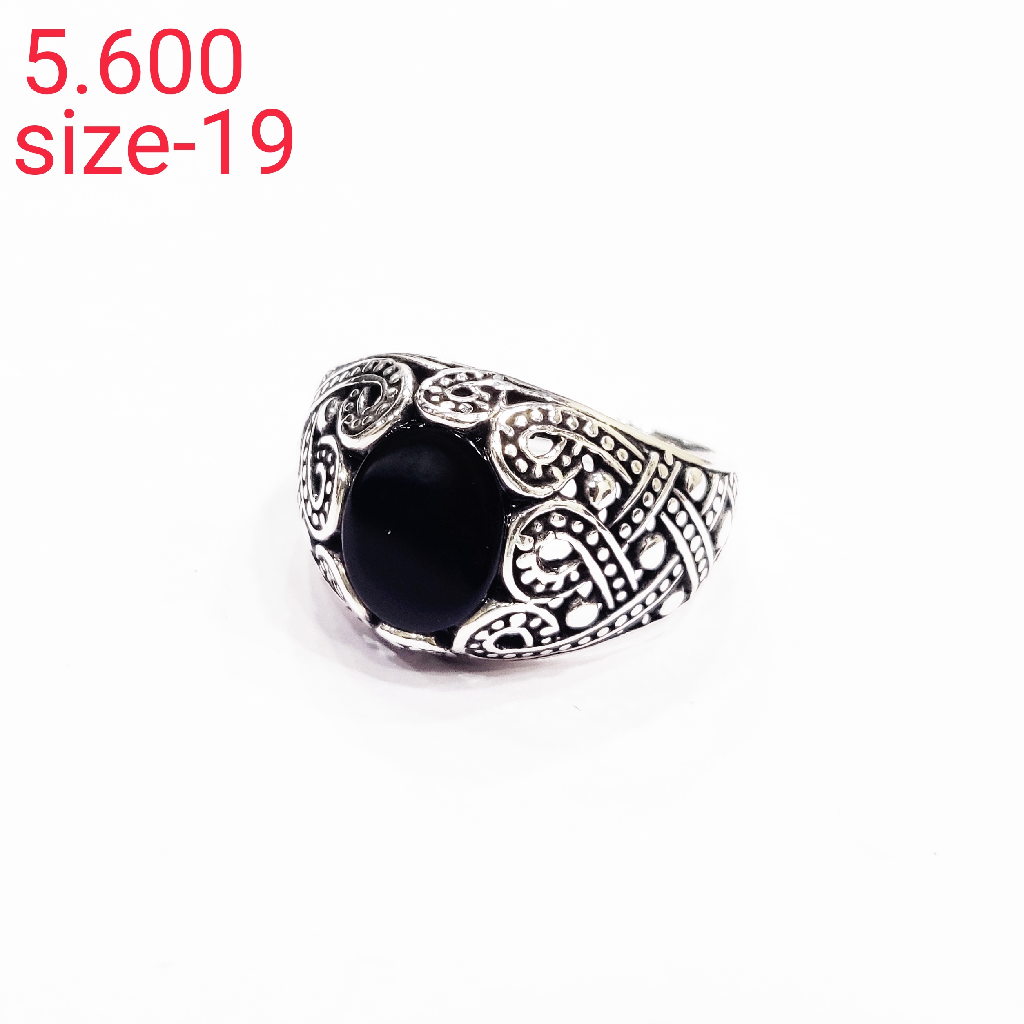 925 Sterling Silver Black Stone Turkish Gent's Ring
