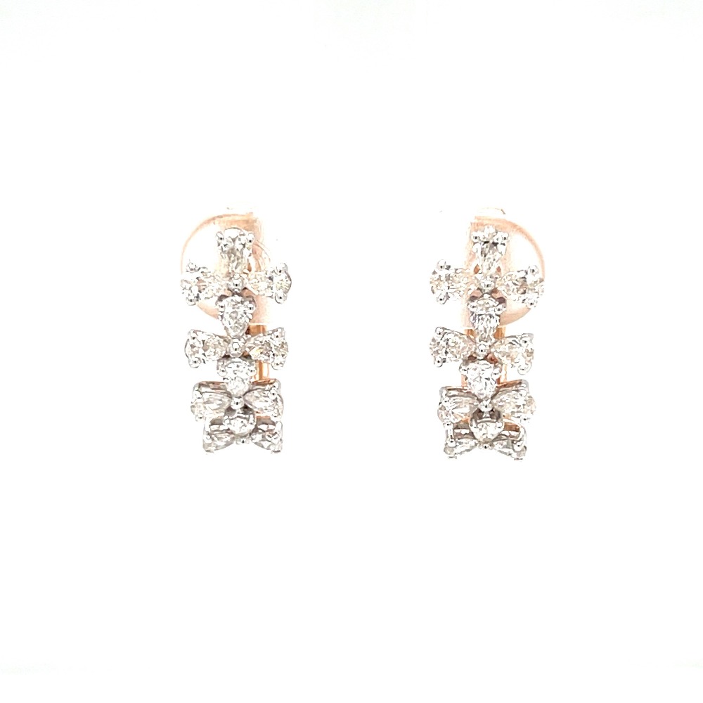 Royale Collection Fancy Diamond Studded Bali Hoop Earrings