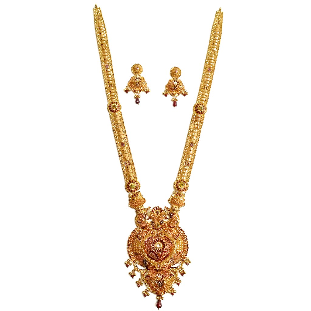 22k gold modern meenakari kalkatti necklace set mga - gls018