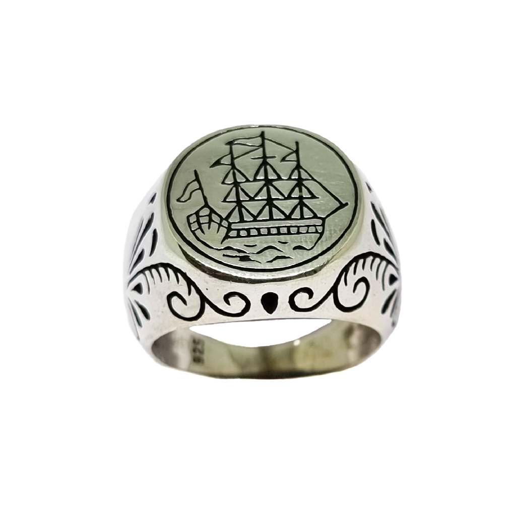 925 Sterling Silver Fancy Oxidised Gents Ring MGA - GRS2501