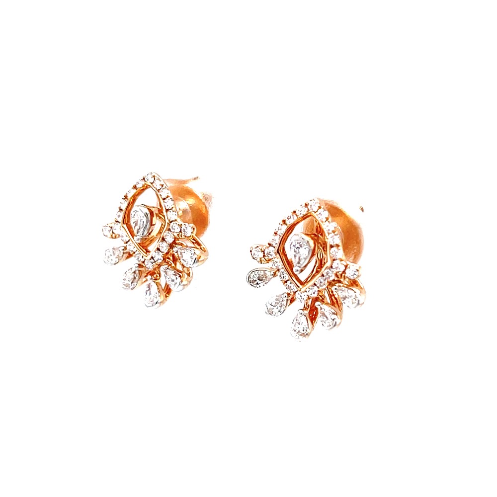 Fancy diamond studs with pear diamonds in rose gold 0top183