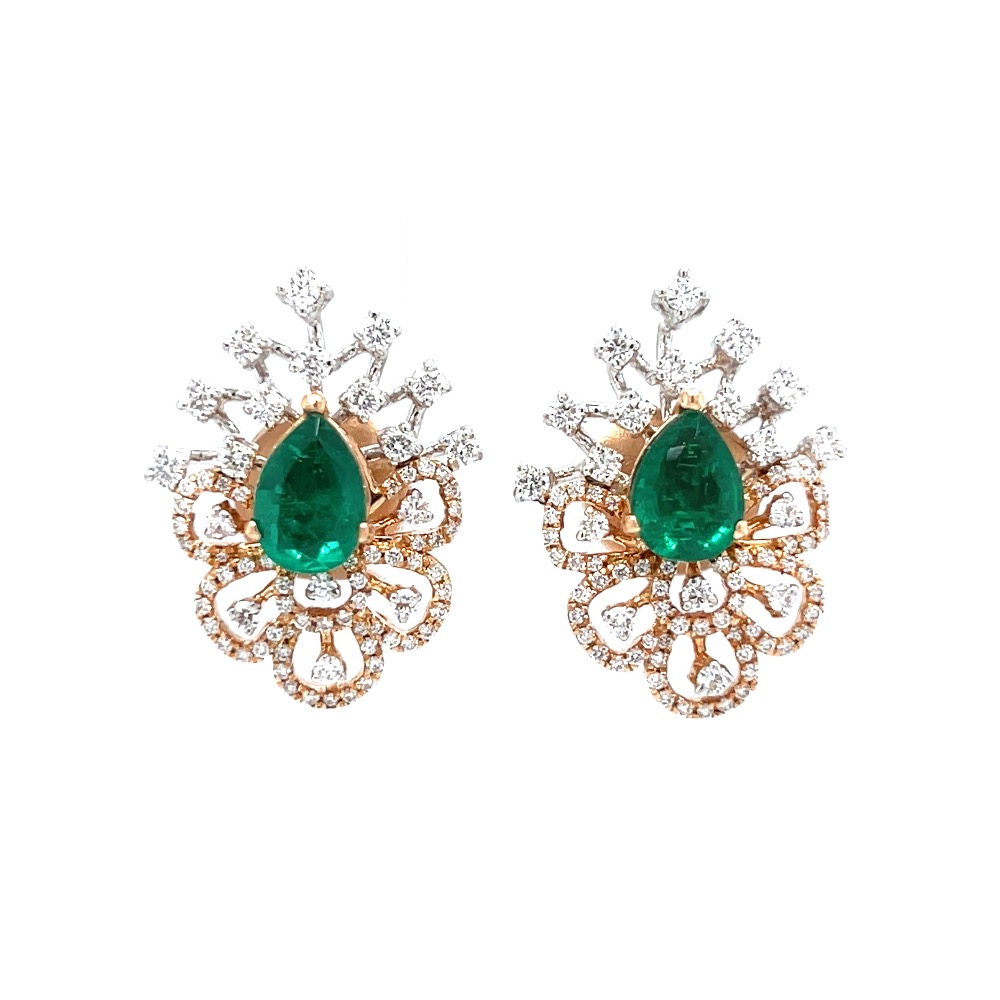 Tear drop shaped diamond tops with green stone 0top110