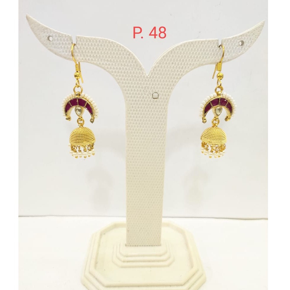 Unique Style gold plated Ruby stone Earring Jhumka 1682