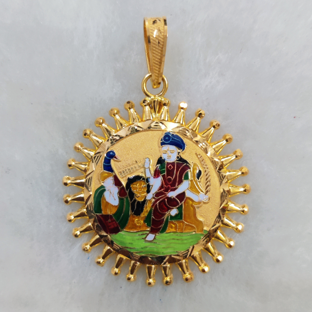 916 Gold Fancy Vahanvati / Sikotar Maa Minakari Pendant
