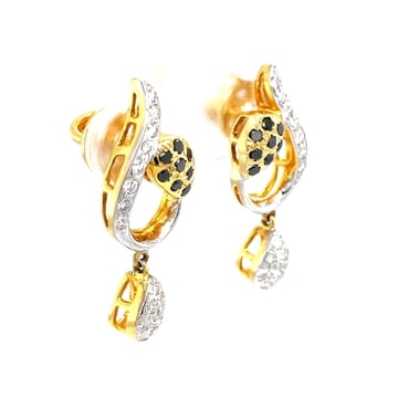 14k Gold With Diamonds Black & White Earrings