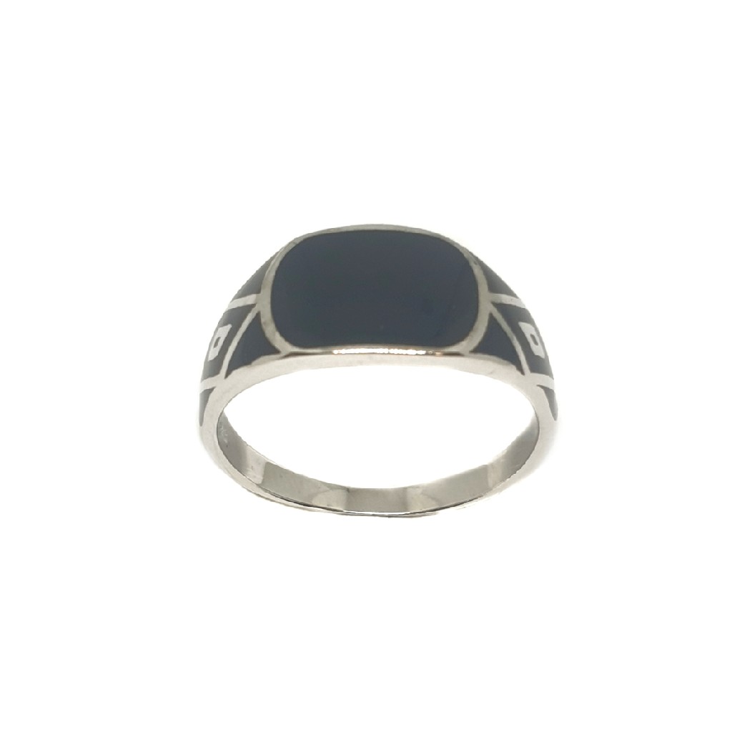 925 Sterling Silver Black Meenakari Ring MGA - GRS2149