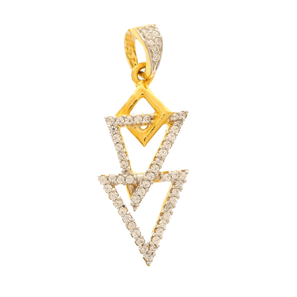 Triangle shaped stone studded gold pendant