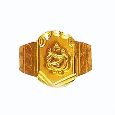 Chunky men's Signet 22k Ganesha Gold Ring | Raj Jewels