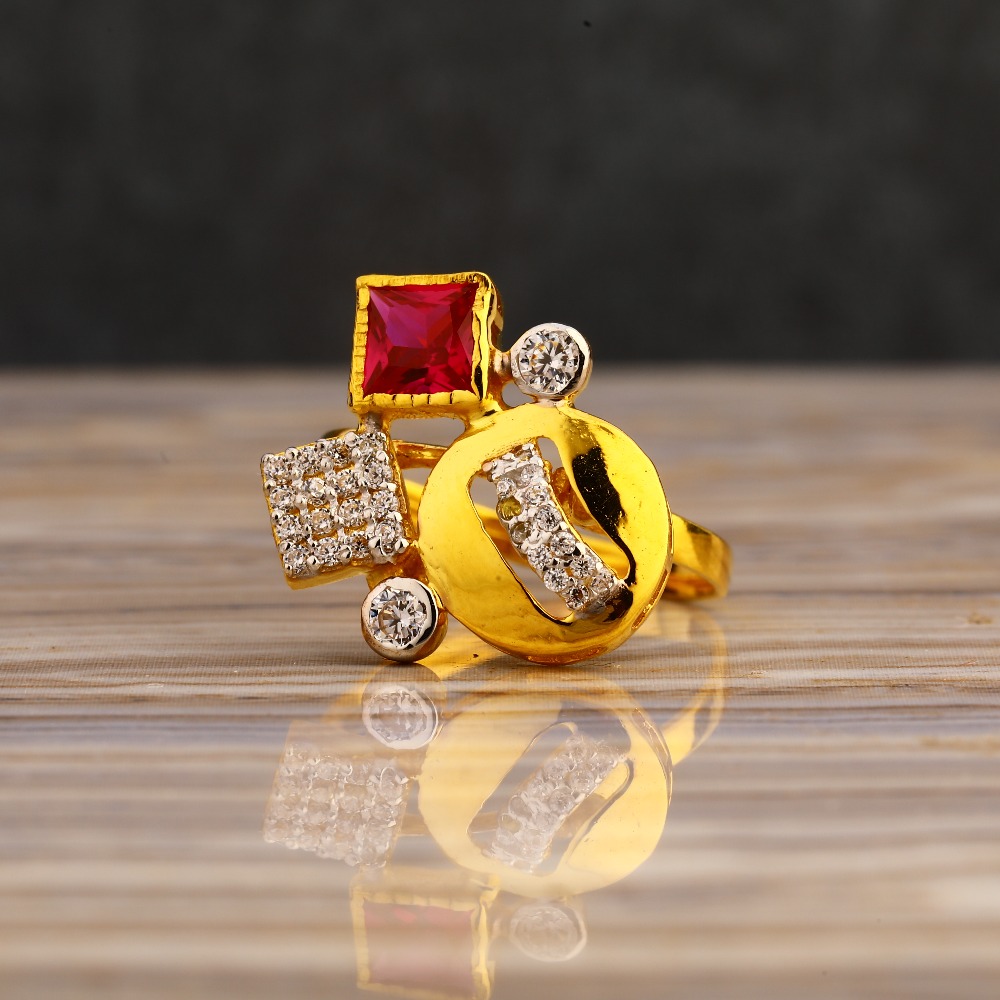 22CT Gold CZ Women's Designer Hallmark Long Ring LLR338