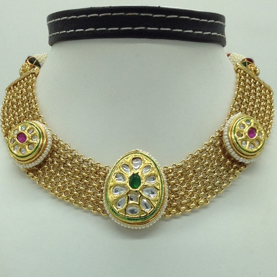 Multicolour kundan jali necklace set jnc0122