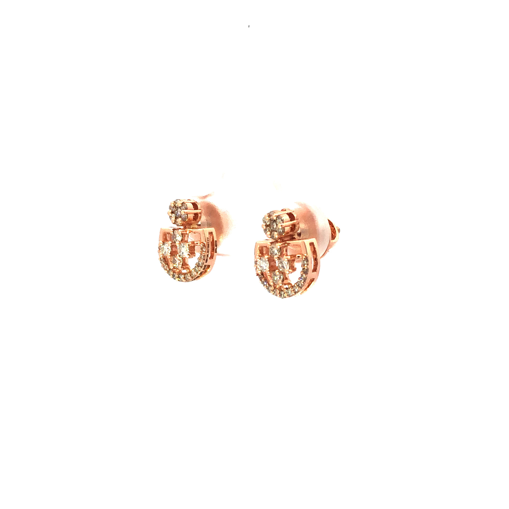14kt diamond striking stud earrings in rosegold
