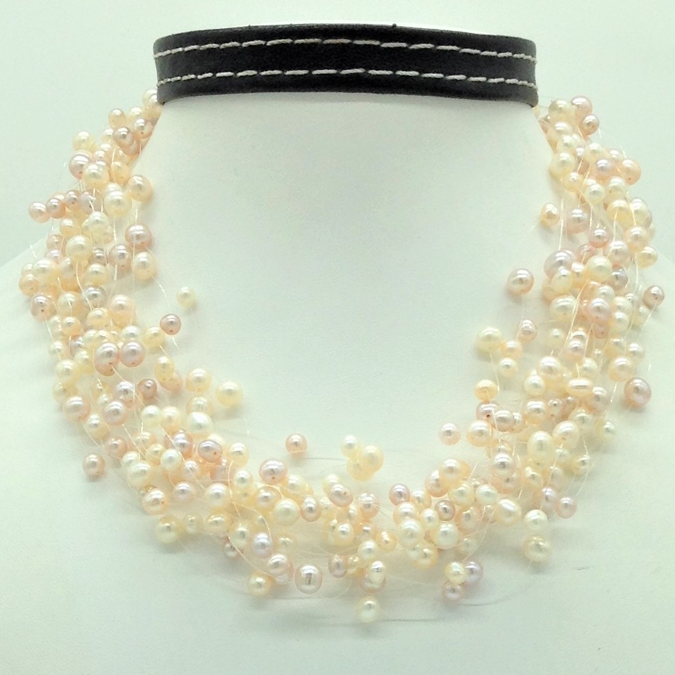 multicolor potato pearls 20 layer wire necklace jpm0459