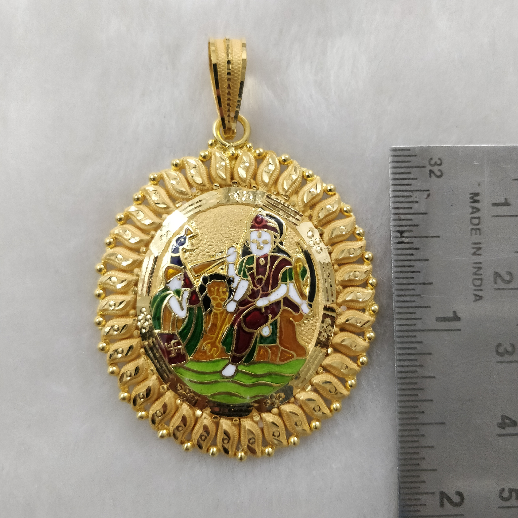 96 Gold Fancy Gent's Vahanvati Maa Minakari Pendant