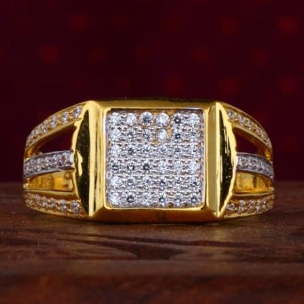 916 Gold Diamond Gents CZ Ring