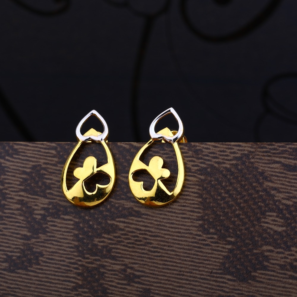 Ladies 22K Gold Casting Plain Cz Earring -LPE95