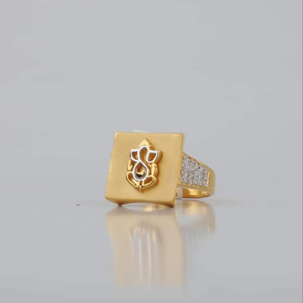 Lord Ganesha Gold Polish Traditional Adjustable Ring