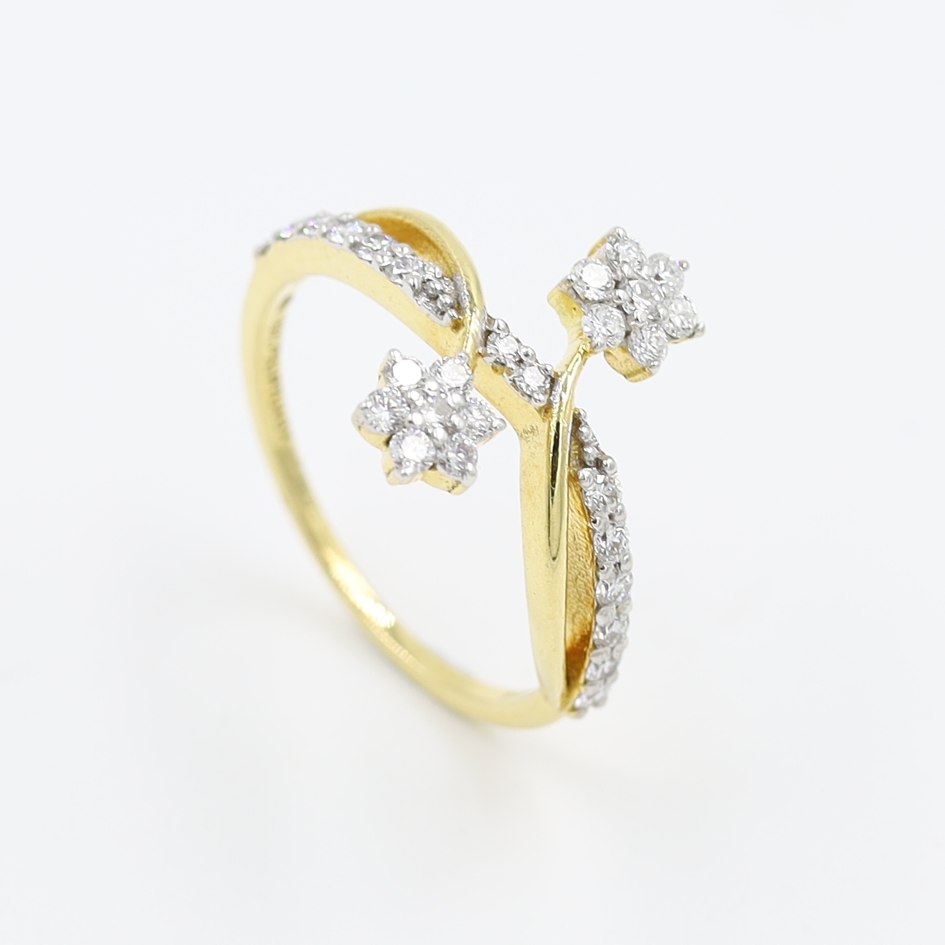 Subtle 18 Karat Gold And Diamond Cluster Ring