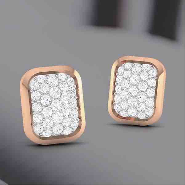18KT Rose Gold Modern Designer Diamond Earring