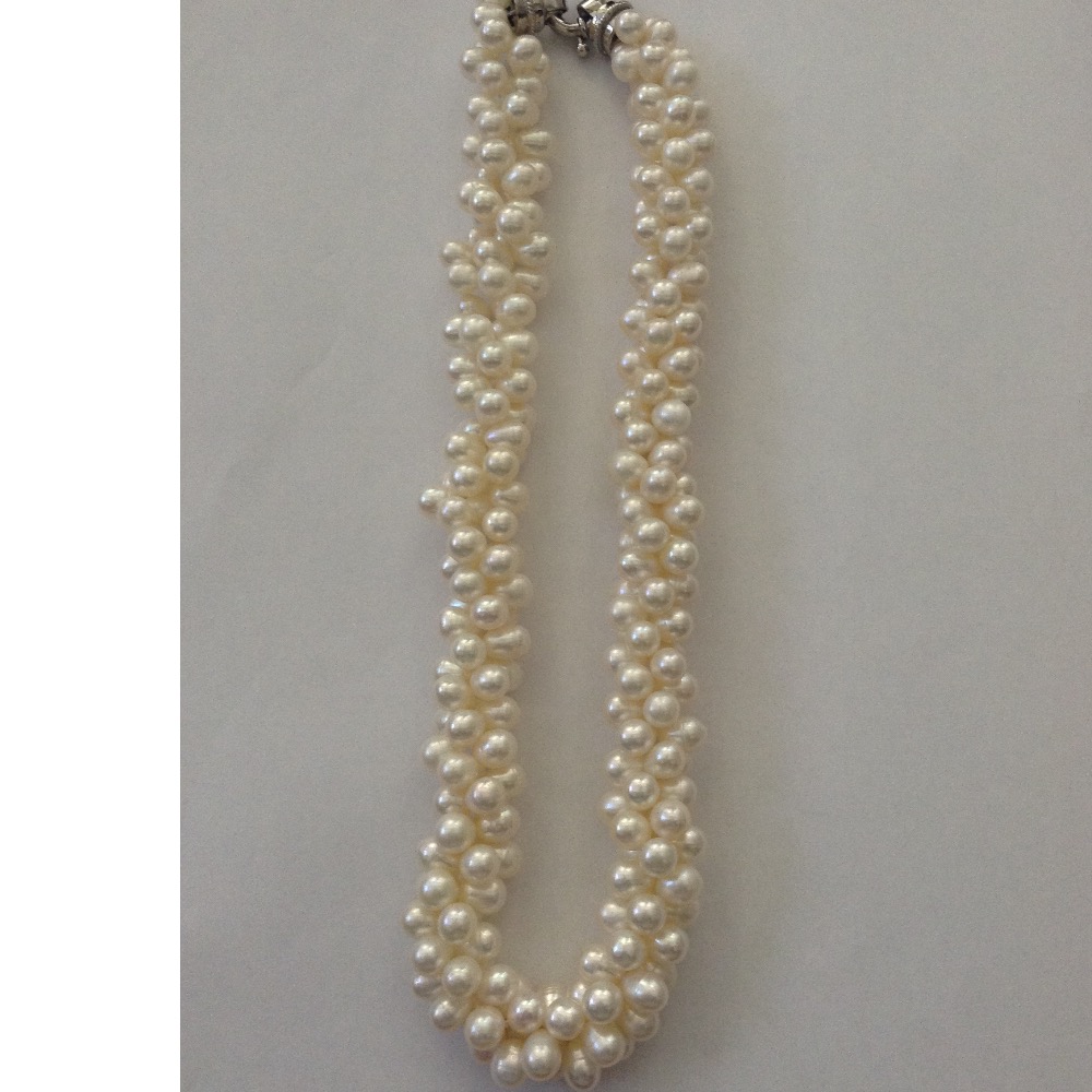 Freshwater White Drop Pearls 3 Layers Necklace JPM0252