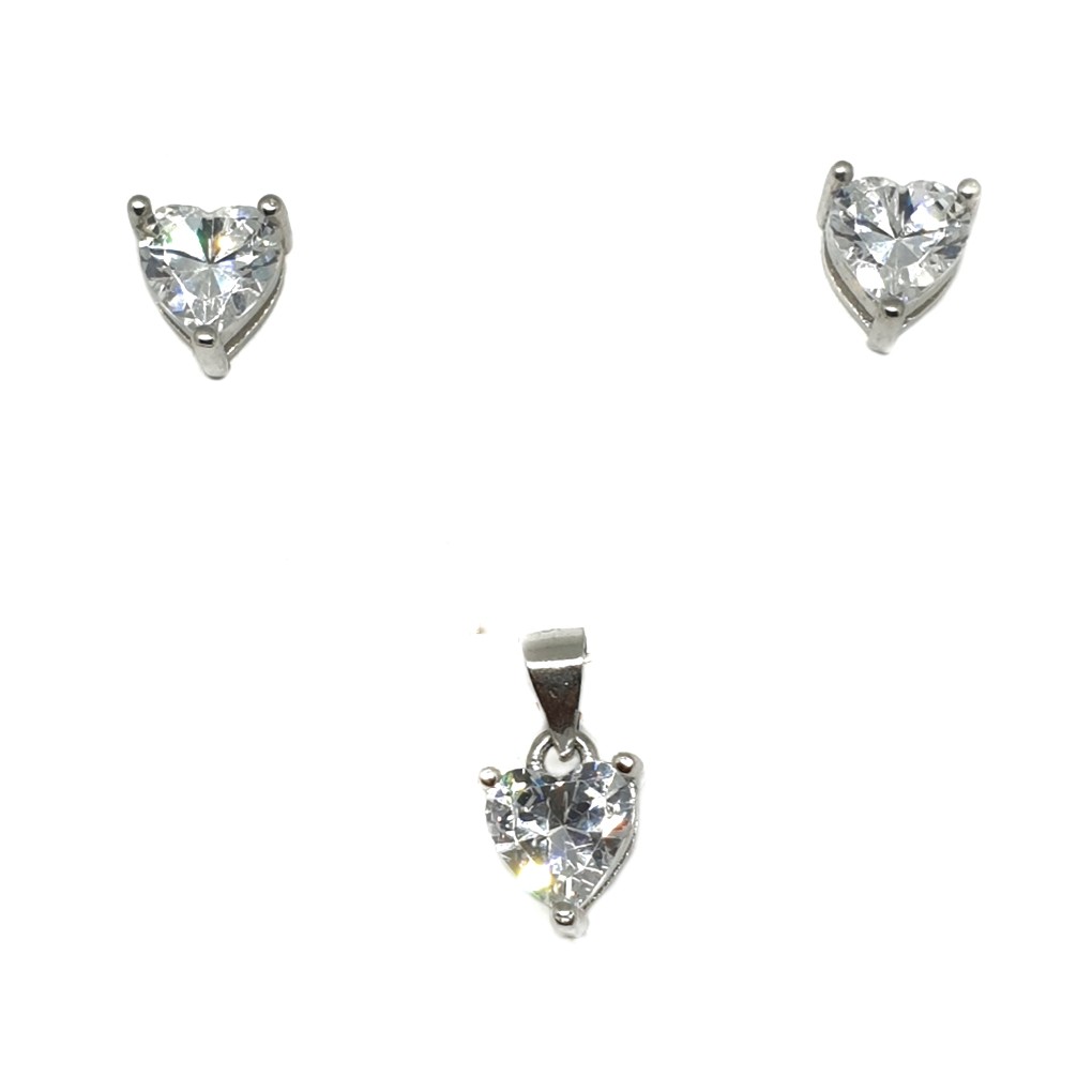 925 sterling silver heart shaped solitaire diamond pendant set mga - pts0065