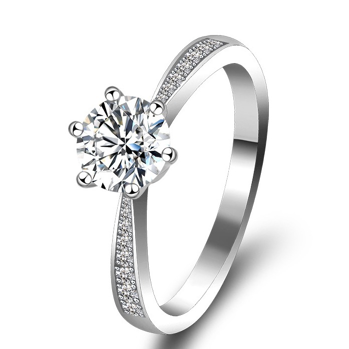 925 silver solitaire ring with zircon stones