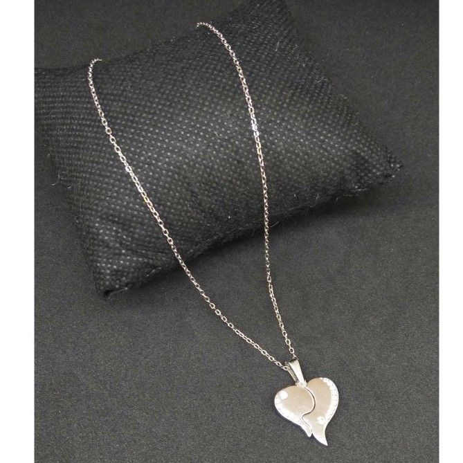 925 Sterling Silver Heart Designed Pendant Chain