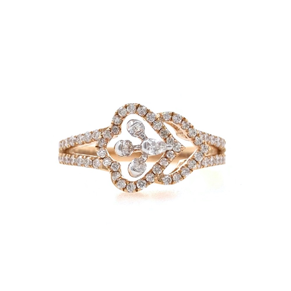 Satis diamond ladies ring with pear & round diamonds having asymmetrical look in 18k rose gold - vvs ef - 51 cents - 3.650 grams - 0lr37