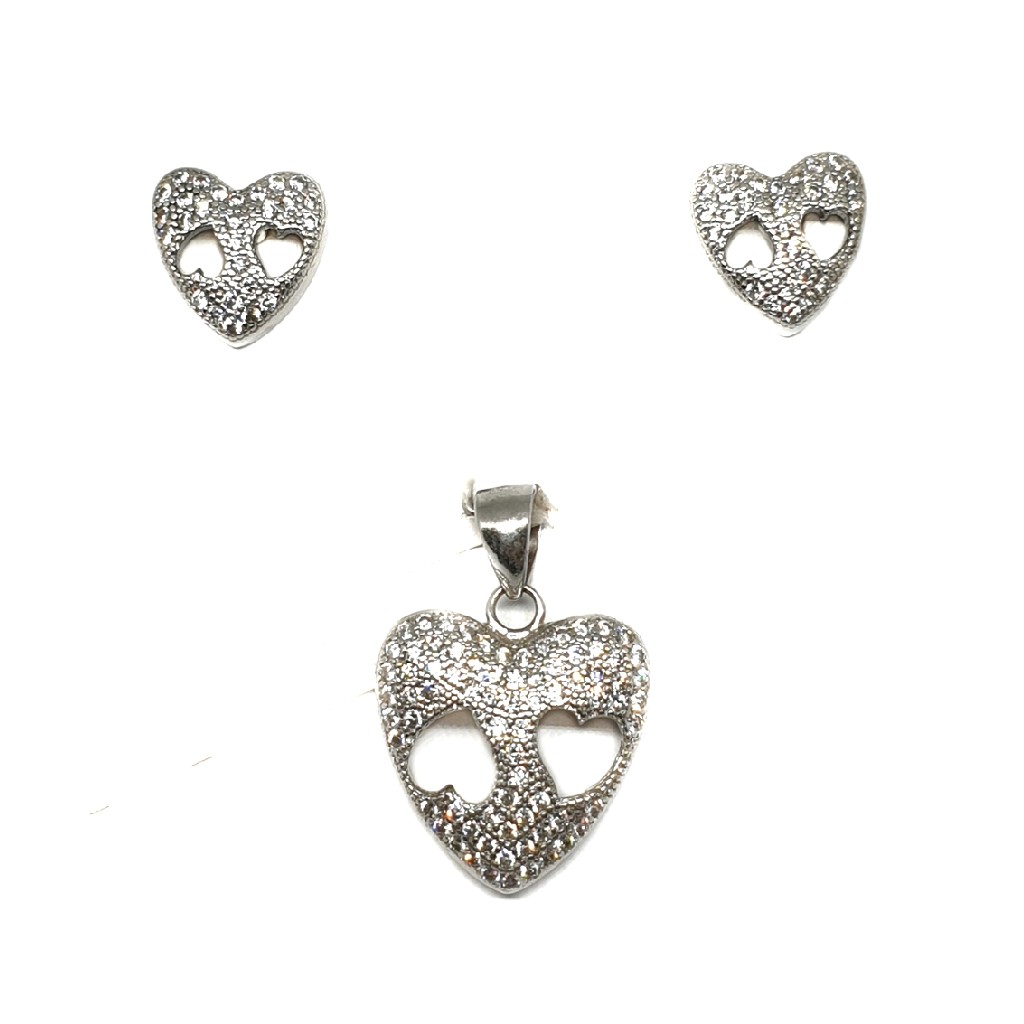925 Sterling Silver Heart Shaped Pendant Set MGA - PTS0034