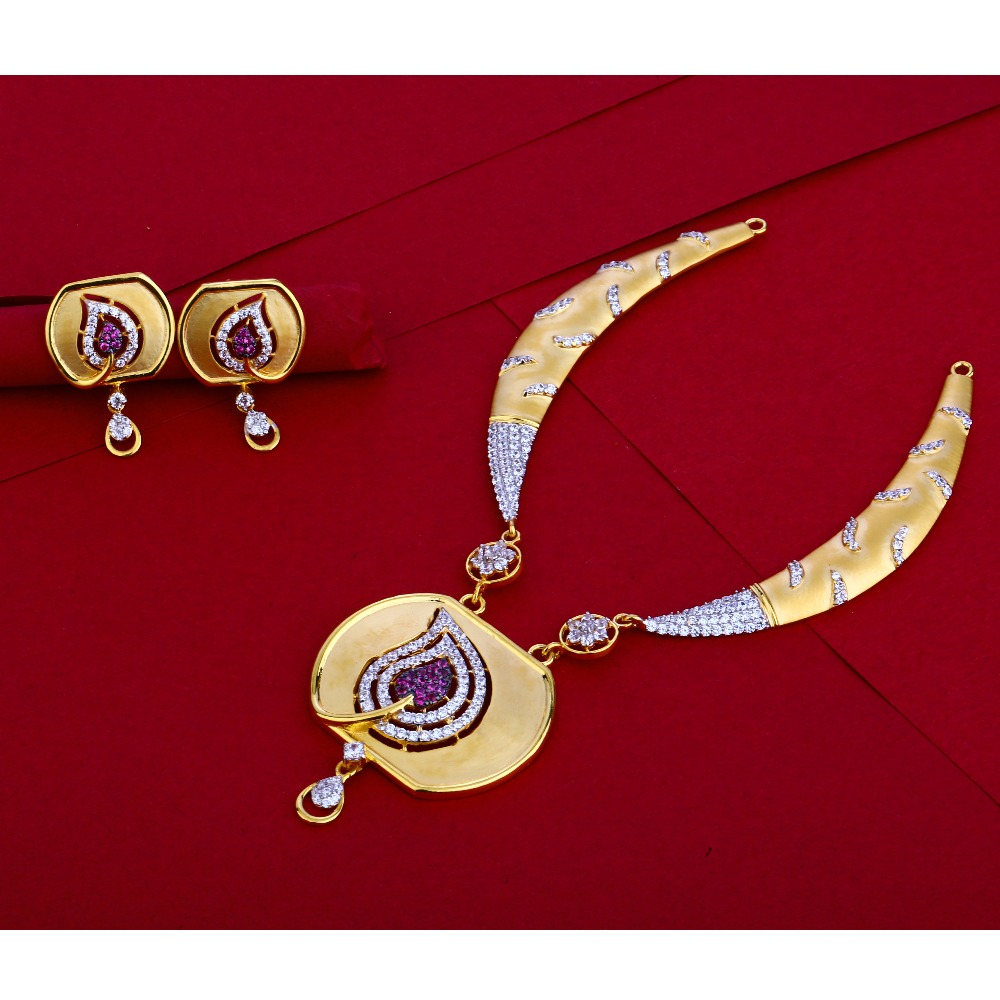 22KT Gold Hallmark cZ Necklace Set LN44