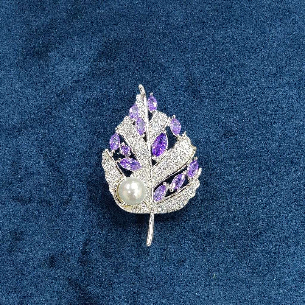 925 Sterling Silver Leaf Shape Brooch