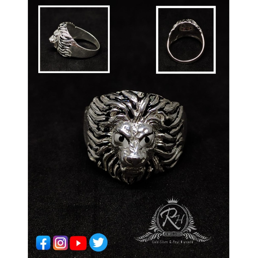 silver crafted lion gents rings RH-GR328