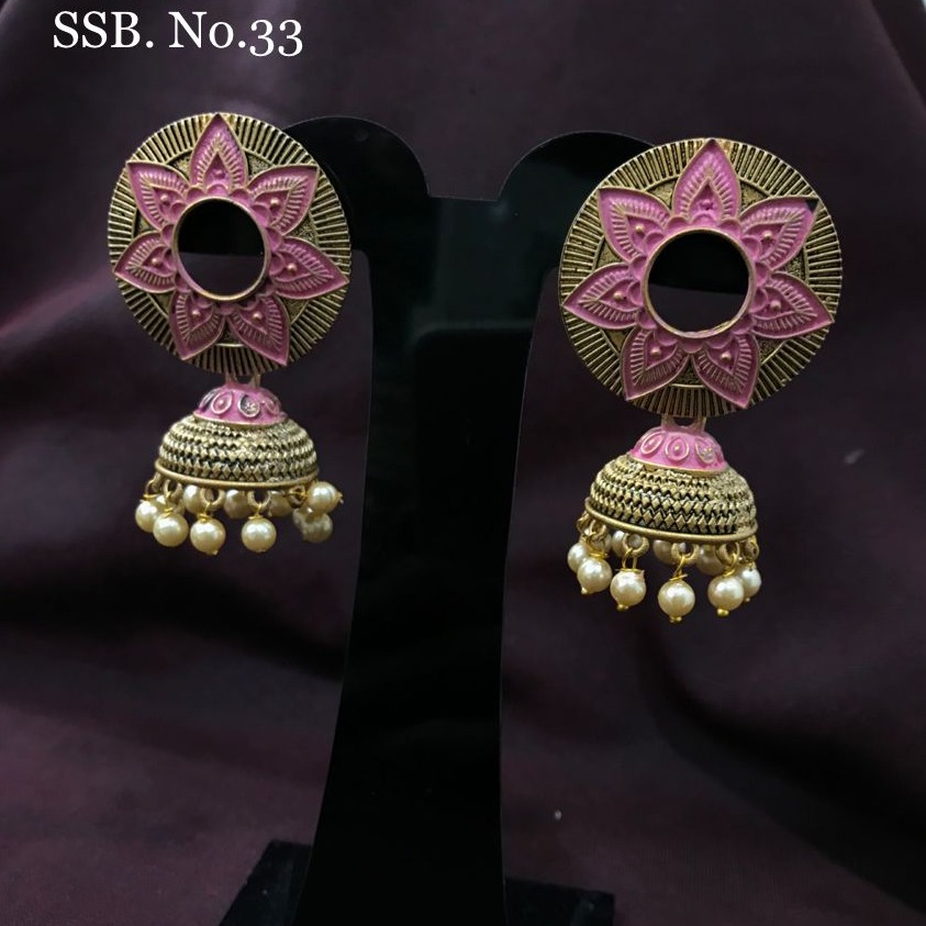 Designer Pink Color Jummar Earring