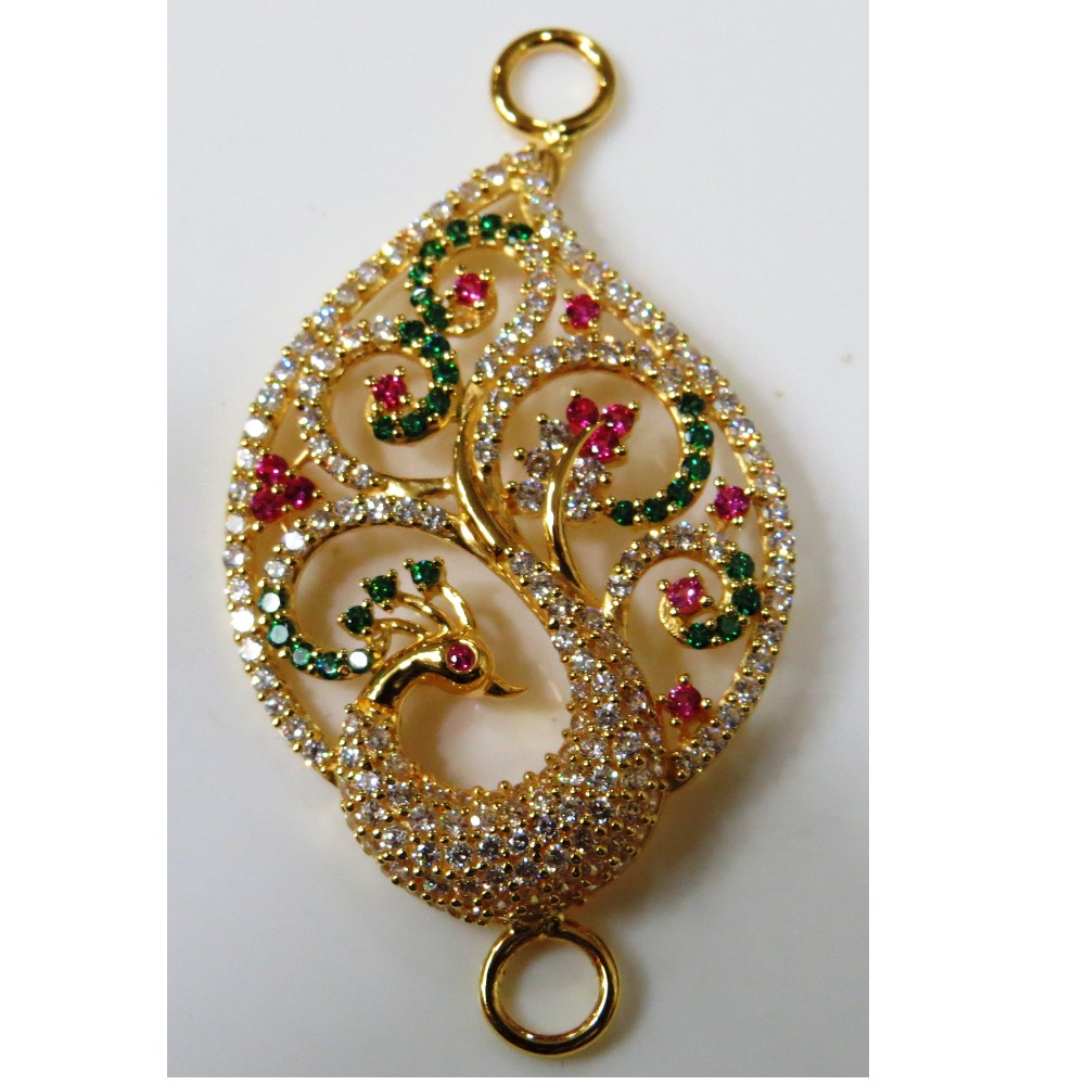 22kt gold cz casting chain side peacock pendant(moguppu)