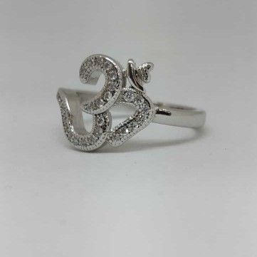 925 Sterling Silver Om Design Ladies Ring