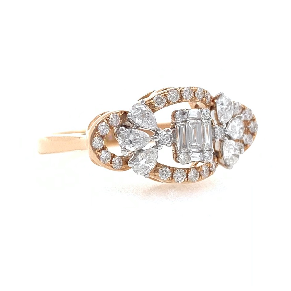 18kt / 750 rose gold fancy daily wear diamond ladies ring 9lr159