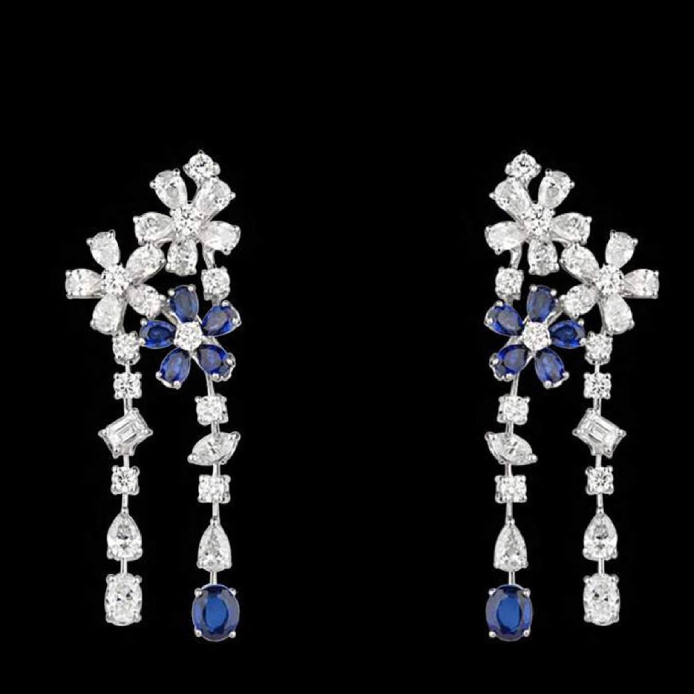 Diamonds and Blue Sapphires Earrings JSJ0145