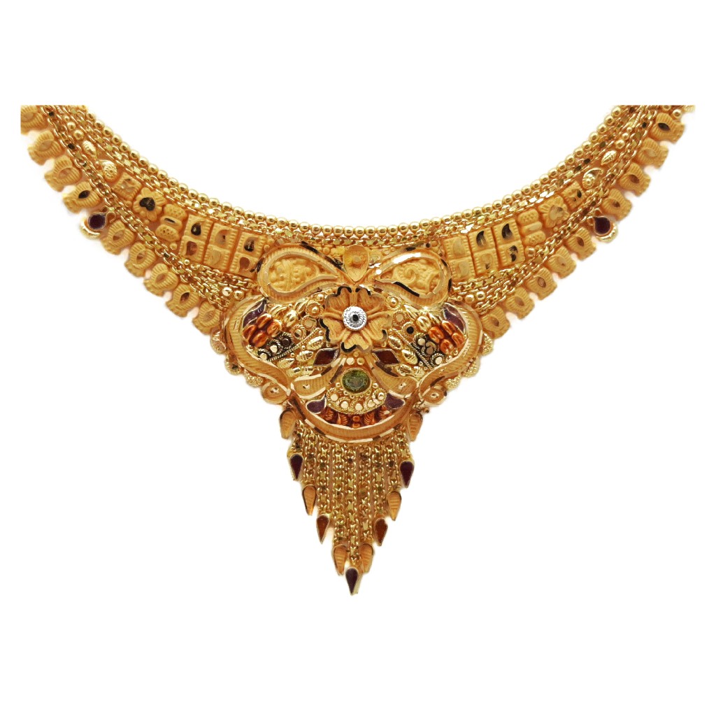 22k Gold Culcutti Necklace with Earrings