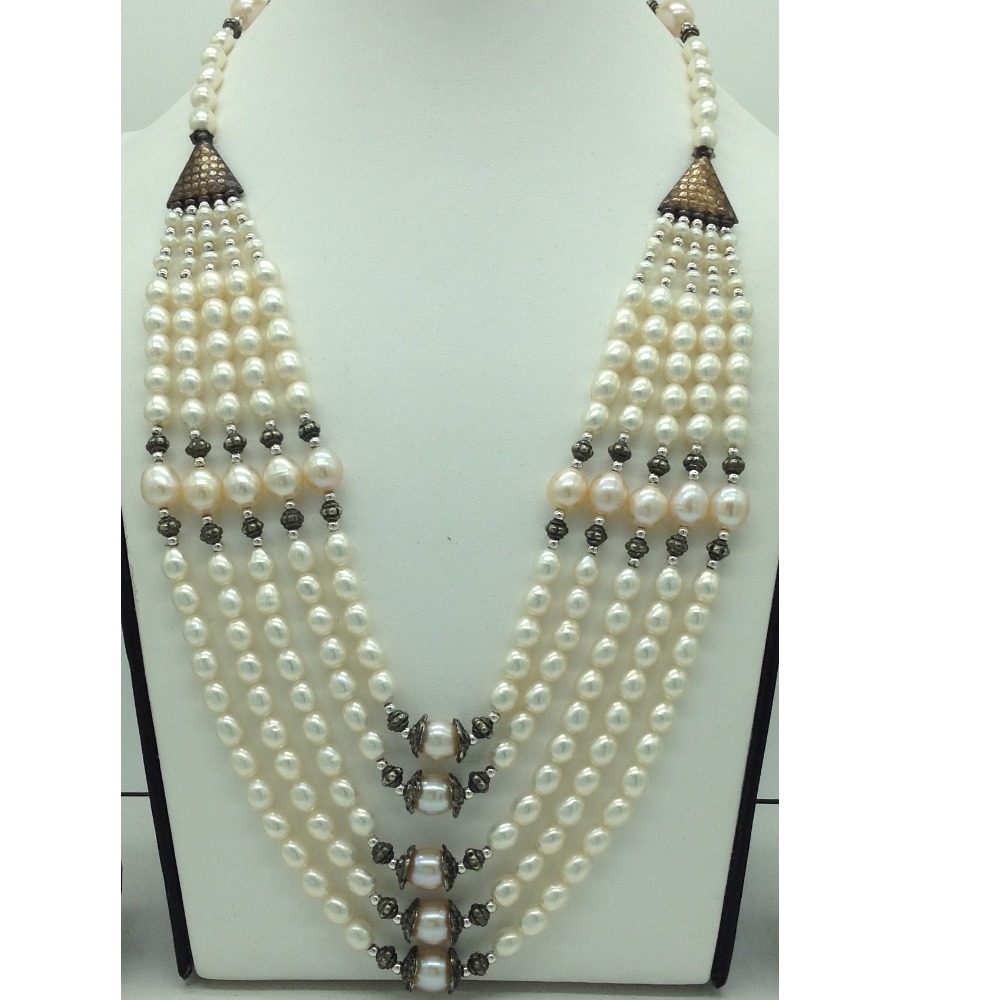 Freshwater multicolour oval 5 lines pearls combination set jpp1049