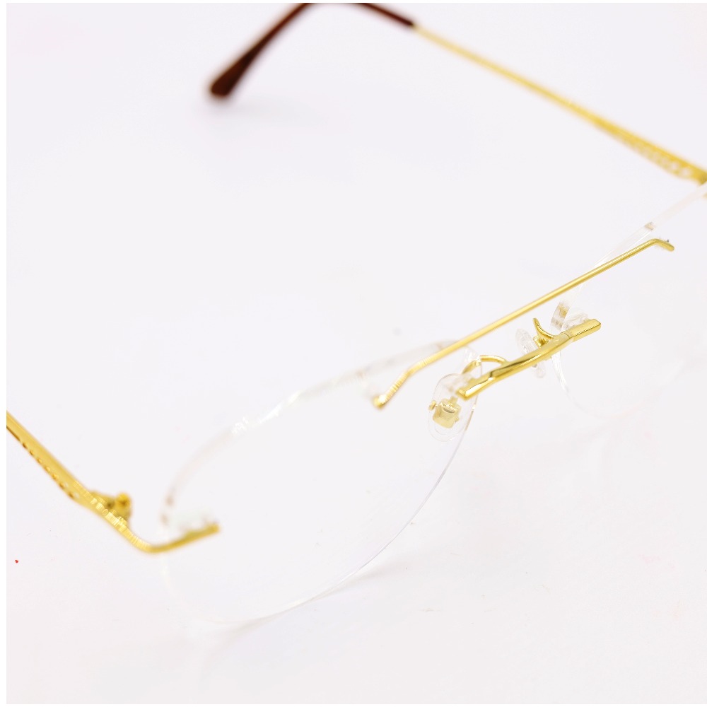 Gold 18kt rimless aviator eyeglasses