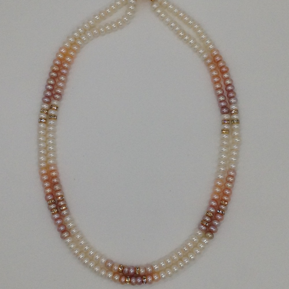 Freshwater multicolour flat shaded 2 lines pearls full set jpp1016