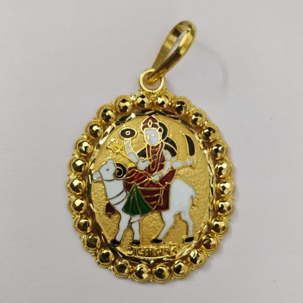 916 Gold Fancy Gent's Gel Maa Minakari Pendant